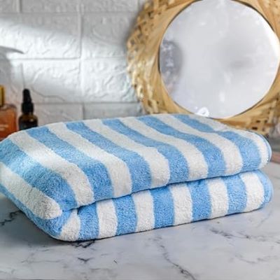 Serviette de Bain - PetTowel™ - Rayures Bleu Ciel - Minou Majesté