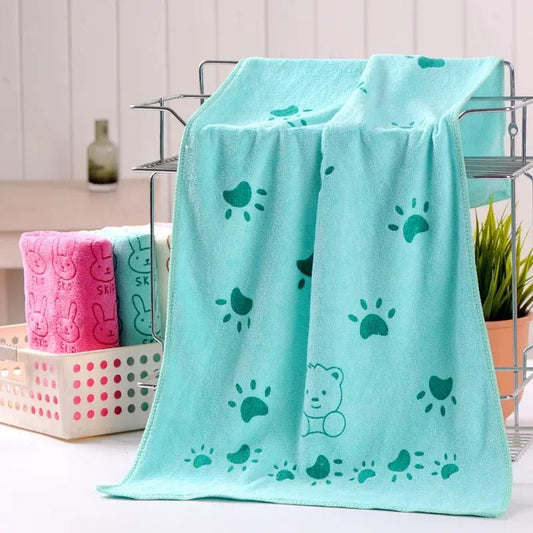 Serviette de Bain - PetTowel™ - Ourson Bleu Menthe - Minou Majesté